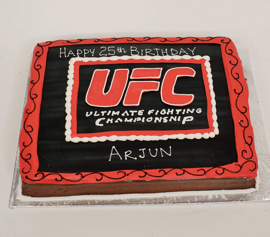 MaArthur's Bakery Custom Cake with UFC, Red, Black Ultimate Fighting Championship