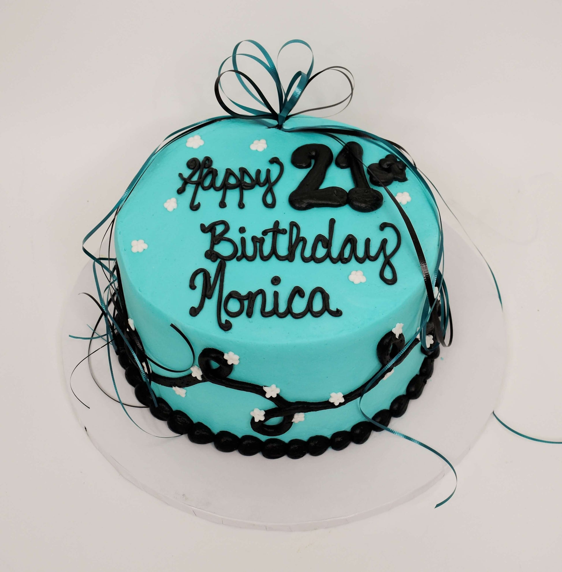 McArthur's Bakery Custom Cake With Black Lettering On Blue/Teal  