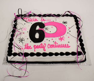MaArthur's Bakery Custom Cake with Big Number, Black and Pink Colors, Ribbon