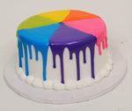 MaArthur's Bakery Custom Cake with Six Colors, Drip, Color Wheel.