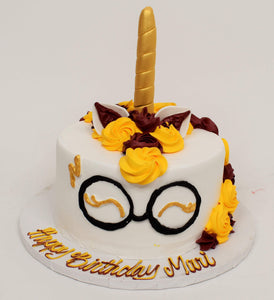 McArthur's Bakery Custom Cake with Harry Potter, Glasses, Horn, Golden Yellow and Dark Red Mane