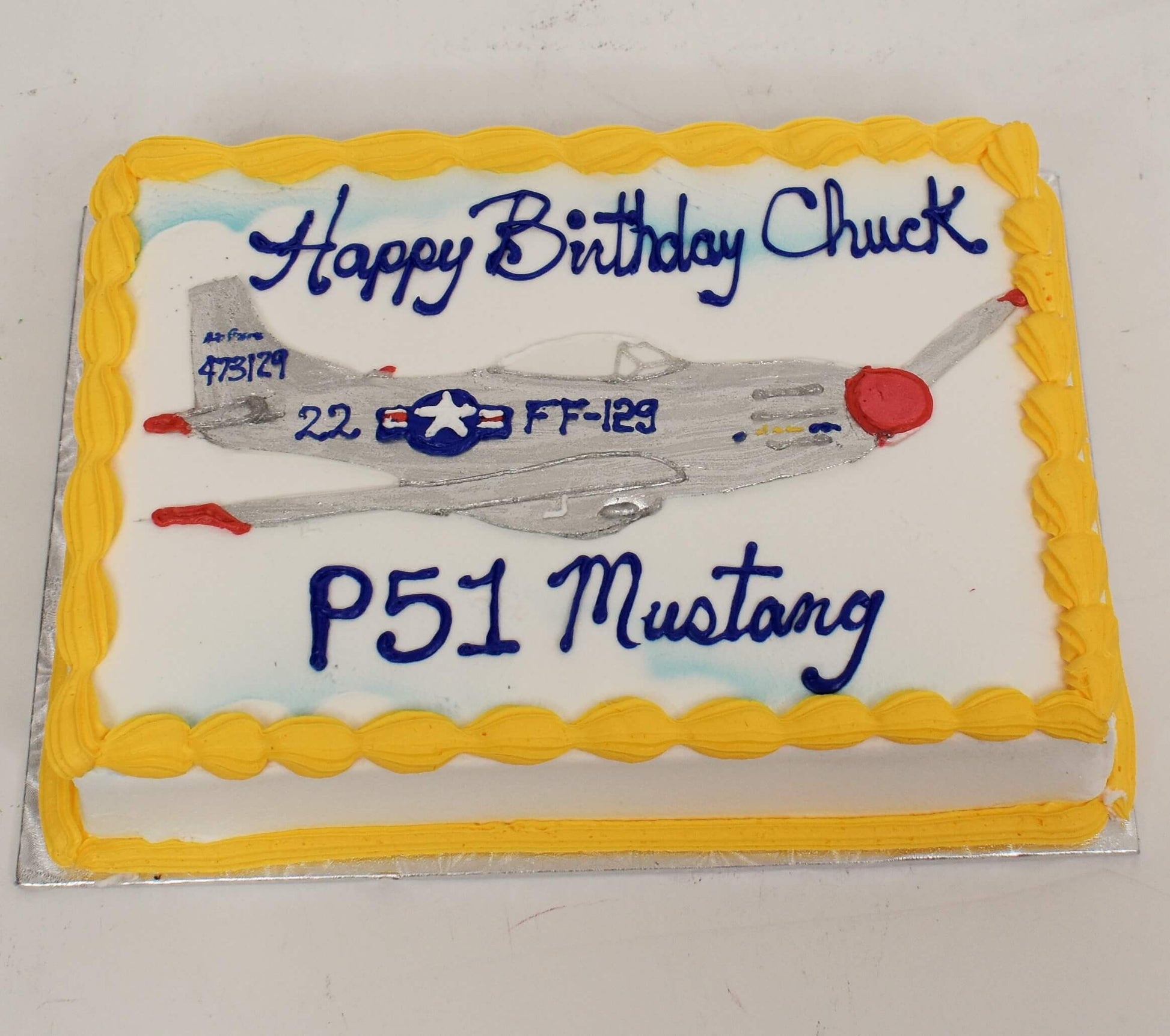 McArthur's Bakery Custom Cake With P51 Mustang Airplane