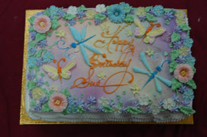 MaArthur's Bakery Custom Cake with Butterflies, Dragonfilies and Flowers
