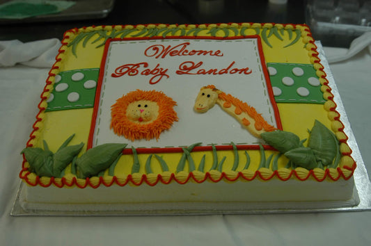 McArthur's Bakery Custom Cake with Lion and Giraffe 