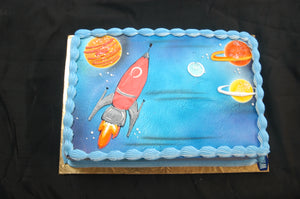 McArthur's Bakery Custom Cake with Rocket Ship and Planets Cake