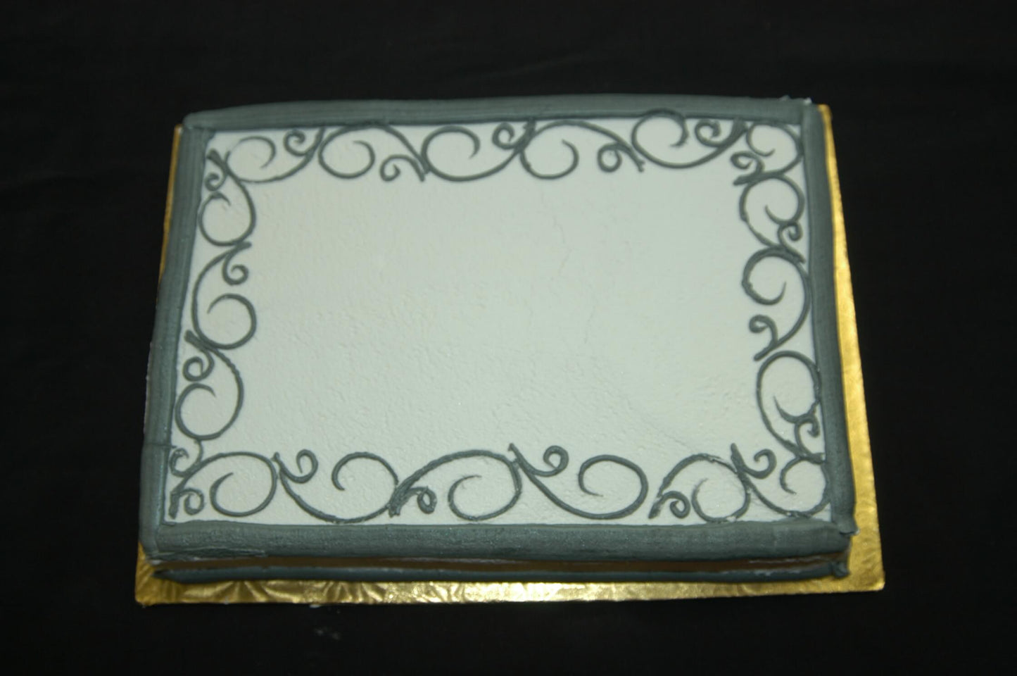 McArthur's Bakery Custom Cake with Simple Grey Scrolling