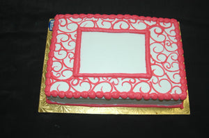 McArthur's Bakery Custom Cake with Simple Red Scrolling