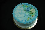 MaArthur's Bakery Custom Cake with Blue and Yellow Roses 