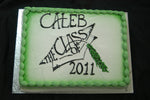 MaArthur's Bakery Custom Cake with Green background, Graduation Cap and Tassel