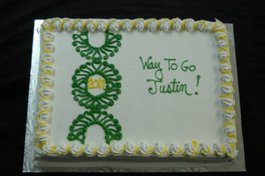 MaArthur's Bakery Custom Cake with Green Swirl Design