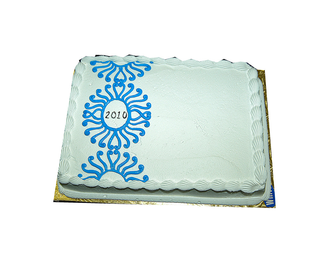 MaArthur's Bakery Custom Cake with Blue Aztec Design