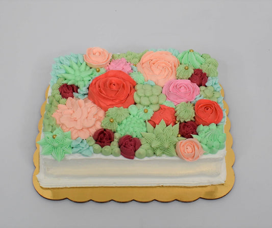 Spring Garden In Bloom Cake (1/8 Sheet)