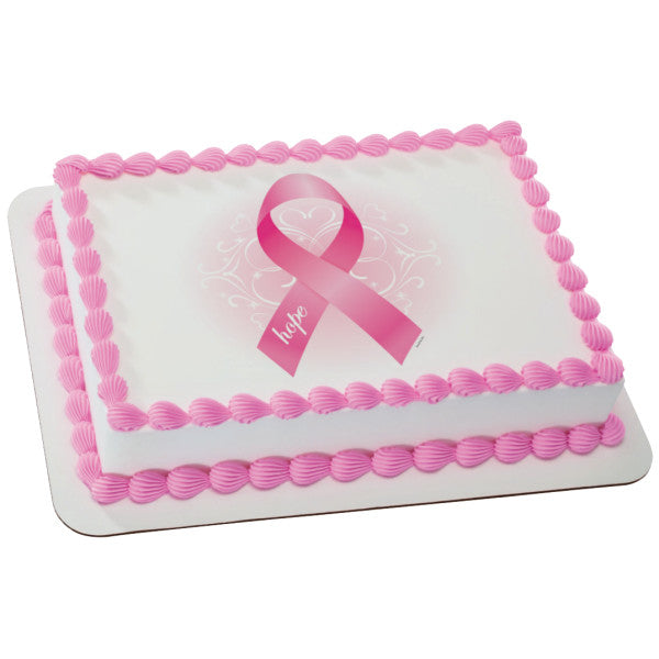 MaArthur's Bakery Custom Cake with Breast Cancer Awareness Ribbon