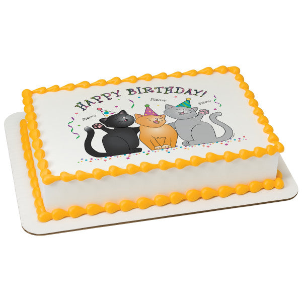 MaArthur's Bakery Custom Cake with Happy Birthday, 3 Cats