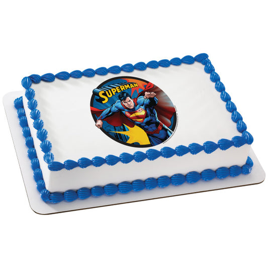 McArthur's Bakery Custom Cake with Superman Up Up and Away Scan