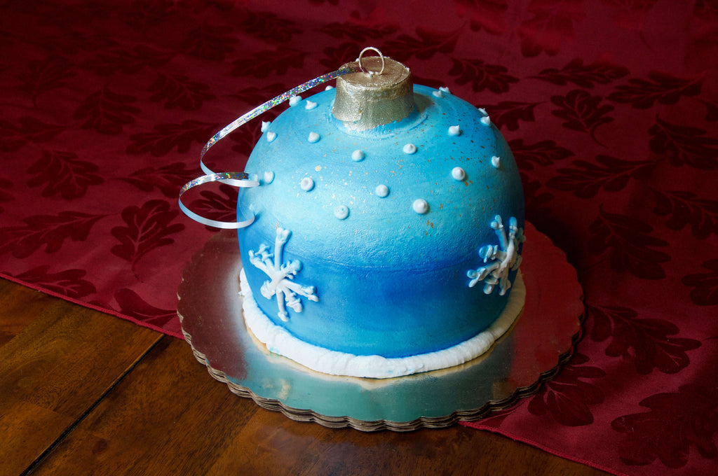 Blue Christmas Ornament Cake