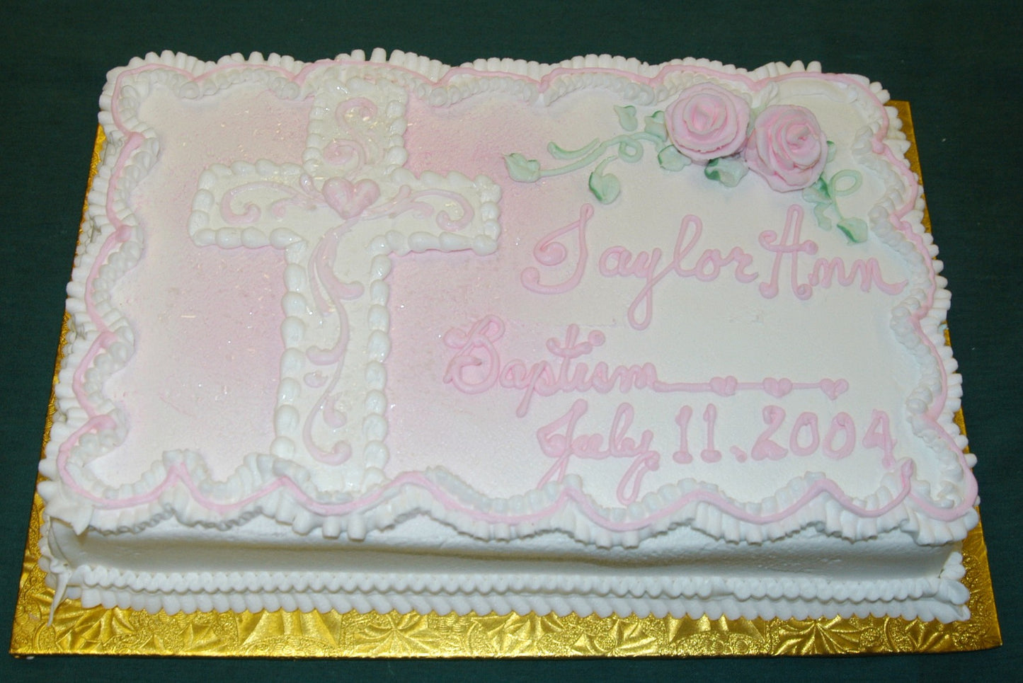 Detailed Cross With Roses Cake