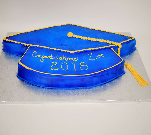 Blue Graduation Cap Cut Out Cake