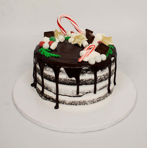 Christmas Chocolate Peppermint Drip Cake