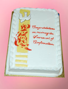 McArthur's Bakery Custom Cake with Cross with Dove with Flames
